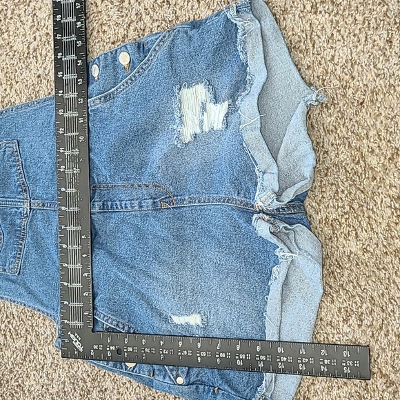 Love Tree Distressed Blue Denim Kids Overalls - Picture 3 of 7